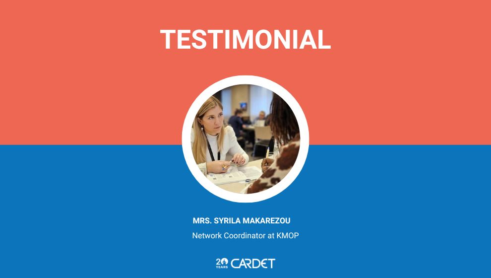 Syrila Makarezou testimonial video 20th anniversary CARDET